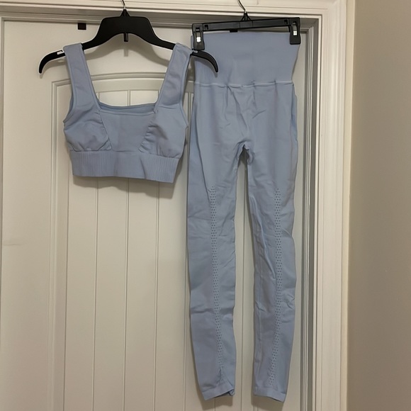 NEW Free People Good Karma Leggings and Square Neck Bra SET BLUE - Picture 4 of 10